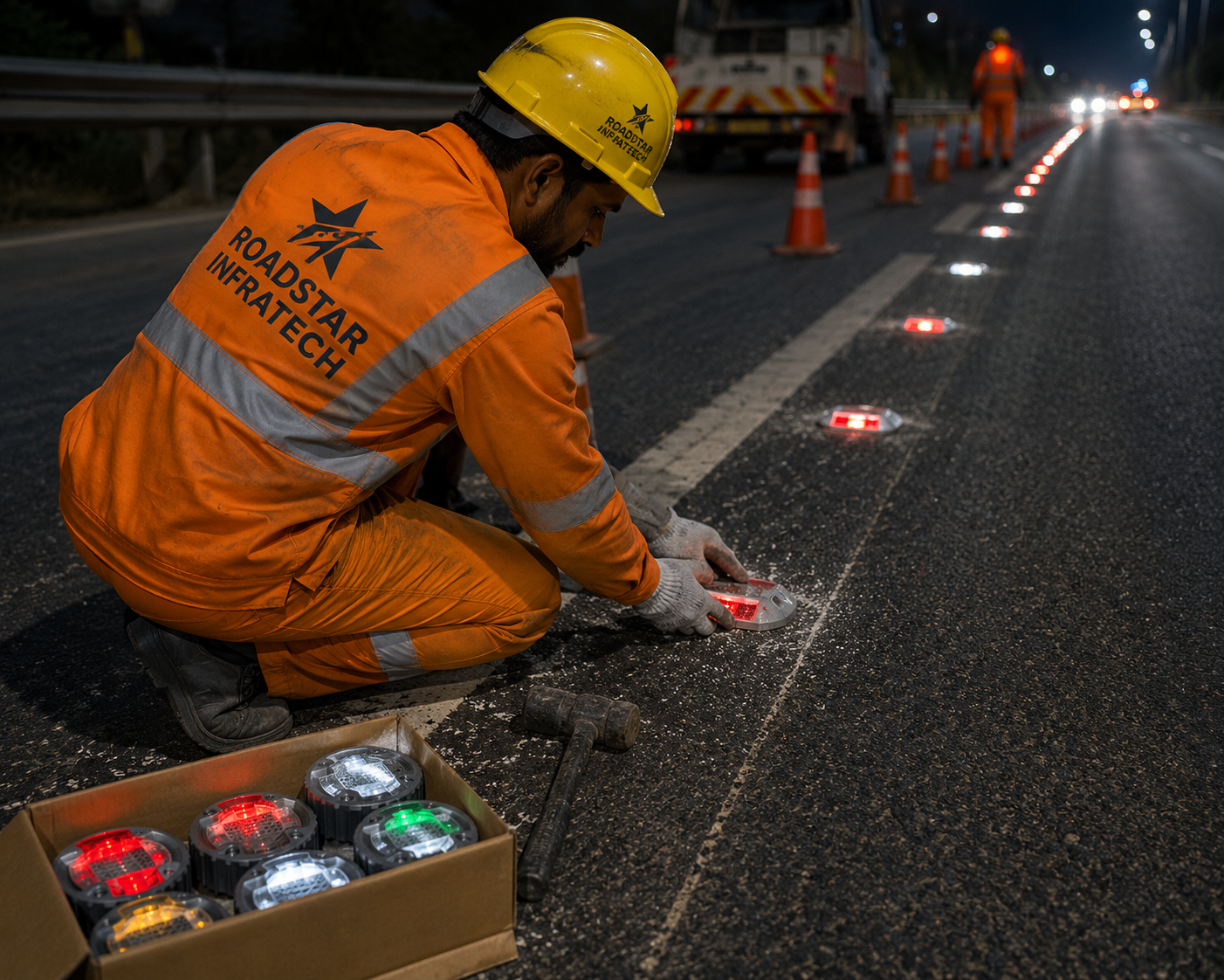 Road stud installation